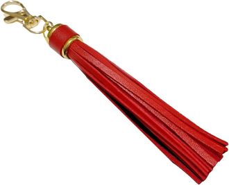 Generic Fashionable PU Leather Tassels Keychain Sturdy PU Leather Tassels Keychain Adds A Touch Of Charm To Any Bag Or Purse, Red, Length: about14.6cm