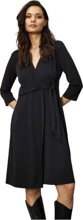 In Front Fay Dress 3/4 Sleeves - Dames - Korte kleedjes - Zwart - M - Polyester - Kleedjes