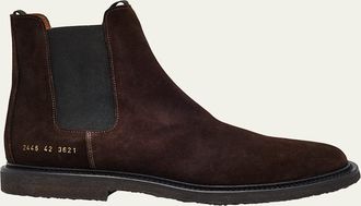 Common Projects Mens Suede Rubber-Sole Chelsea Boots