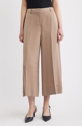 Theory Wide Leg Satin Culottes in Mocha Taupe - 2Qc at Nordstrom, Size 0