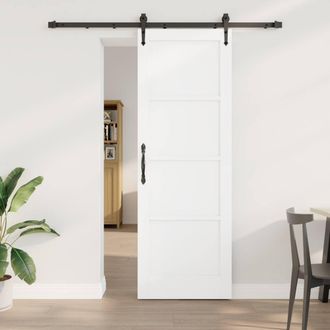 Berkfield Home Sliding Door with Hardware Set White 73.5x211 cm Solid Wood Pine