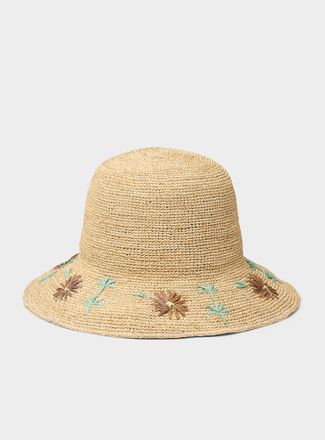 Simons Womens Mini-flower straw Cloche Hat