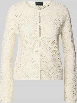 Emporio Armani Strickjacke mit Rundhalsausschnitt und Knopfleiste in Offwhite, Gr&ouml;&szlig;e 34