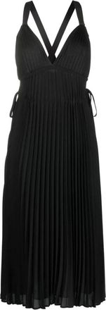 Proenza Schouler Geplooide Tankjurk met Bezemsteelplooien - Dames - Maxi kleedjes - Zwart - XS - Polyester - Kleedjes