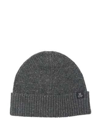 Marc O'Polo logo-patch ribbed beanie hat - men - Wool/Polyamide/Viscose - One Size - Grey