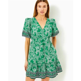 Lilly Pulitzer Kentlee Dress Womens Fiddle Leaf Safari Party Engine KFC112