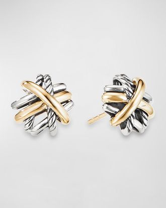 David Yurman Crossover Stud Earrings in Silver with 18K Gold, 11mm