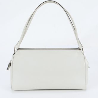 Prada White Leather Handbag Shoulder Bag Tote Bag (Pre-Owned)