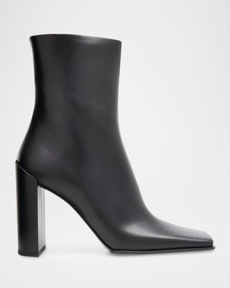 Alaia Square Calfskin Leather Ankle Boots