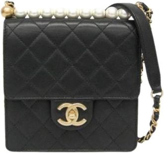 Chanel Pre-owned Chain schoudertas - Dames - Vintage Mini Tas - Zwart - ONE Size - Leer - Vintage