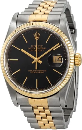 Rolex Pre-owned Rolex Oyster Perpetual Datejust 36 Automatic Chronometer Black Dial Mens Watch 16233 BKSJ