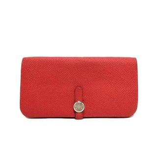 Herm&egrave;s Red Color Vermilion Togo Leather Long Wallet (Bi-Fold) (Pre-Owned)