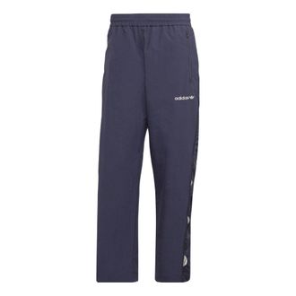 adidas Mens adidas originals Solid Color Smiling Face Embroidered Logo Straight Casual Pants/Trousers Blue HN0386