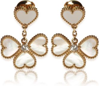 Van Cleef & Arpels Pre-Owned Van Cleef & Arpels Yellow Gold Mother Of Pearl and Diamond Sweet Hearts Earrings