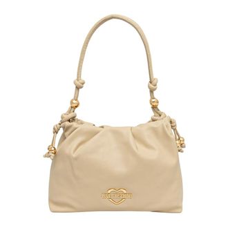 Love Moschino Leren schoudertas - Dames - Tassen - Beige - Maat: ONE Size Leer