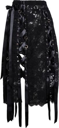 Simone Rocha Unraveling Ribbon & Ring Lace Skirt in Black at Nordstrom, Size 12