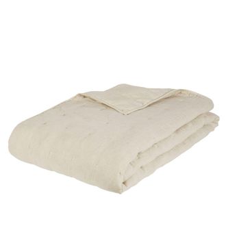 Maisons du monde Colcha cubrecamas gasa de algod&oacute;n reciclado y lino beige 240x260 cm
