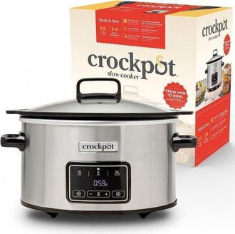 Crock-pot Crockpot Pentola digitale a cottura lenta Sizzle & Stew, 3,5 l (3-4 persone) Contenitore estraibile adatto per piani cottura a induzione, carne e