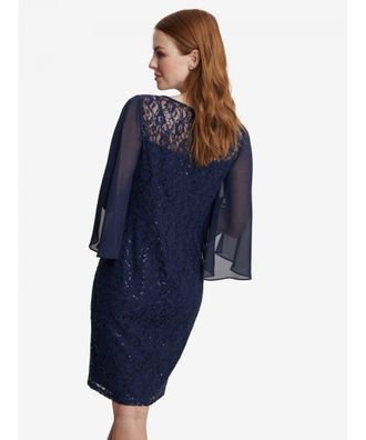 Gina Bacconi Womens Rosetta Short Shift Dress With Sweetheart Illusion Neckline - Navy - Size 16 UK