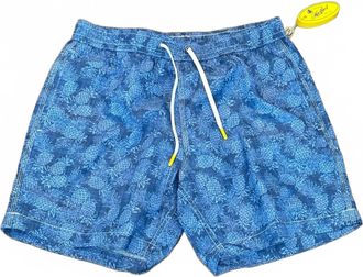 Hartford Mens Mid Length Swim Short In Chambray Print