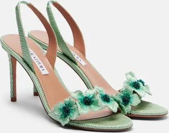 Aquazzura Passionflower beaded raffia slingback sandals