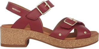 Mephisto Rode Fedora Damessandaal - Dames - Sandalen met hakken - Rood - 35 EU - Leer - Schoenen
