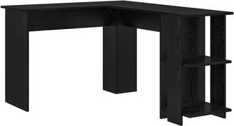 vidaXL Corner Desk with Storage Black oak 140 x 113.5 x 75 cm Vidaxl