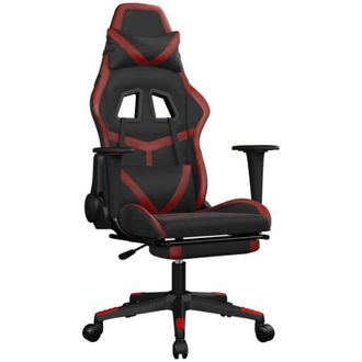 vidaXL Silla Gaming Masaje Reposapi&eacute;s Cuero Sint&eacute;tico Negro Rojo Tinto Vidaxl
