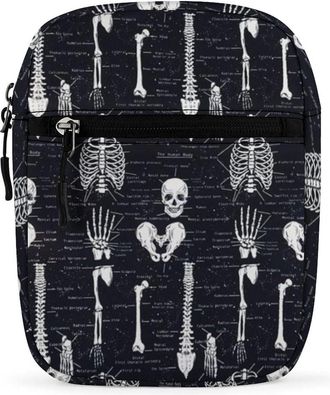 Generic Skull Dark Skeleton Anatomy Crossbody Bag Adjustable Satchel Cute Shoulder Bag Lightweight Sling Bags