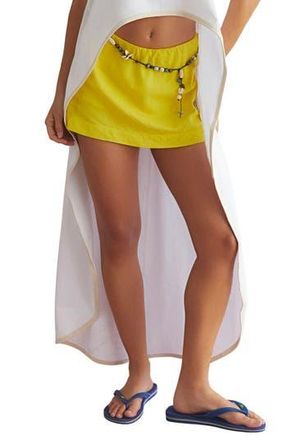 Free People Linen Blend Micro Miniskirt in Golden Kiwi at Nordstrom Rack, Size Large