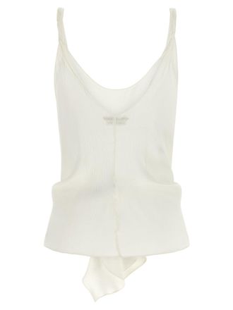 J.W.Anderson Crinkled Silk with Front Knot Tank Top - White