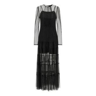 Twinset Gelaagde Tule Maxidress - Dames - Maxi kleedjes - Zwart - S - Tule - Kleedjes