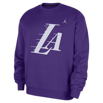 Nike Jordan Mens Los Angeles Lakers Statement Essentials Jordan NBA Fleece Crew-Neck Sweatshirt in Purple | HM7588-504