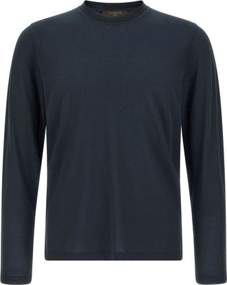 Zanone Ice Cotton T-Shirt - Heren - Longsleeves - Blauw - M - Katoen - Tops
