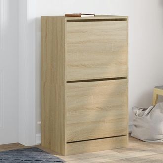 vidaXL Vidaxl - Mueble Zapatero 2 Cajones Abatibles Roble Sonoma 60x42x108 Cm