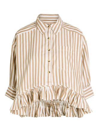 Free People Bailey ruffled striped shirt - Marrone