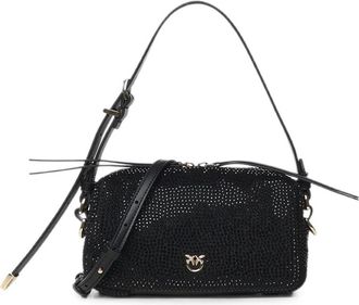 Pinko Bauletto Trittico Mini - Dames - Schoudertassen - Zwart - ONE Size - Leer - Tassen