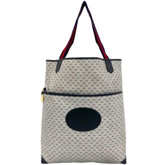 Gucci Navy Red Color Leather Pvc Tote Bag (Pre-Owned)