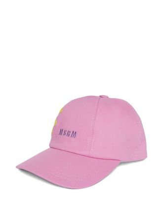 Msgm sun-embroidered cap - women - Cotton/Elastane - One Size - Pink
