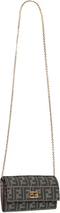 Fendi Womens Continental Wallet On Chain Brown Polyester Bag