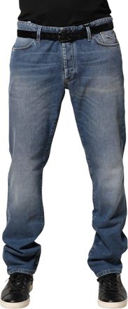 Jeckerson Washed Mid Waist Straight Men Trouser Mens Jeans