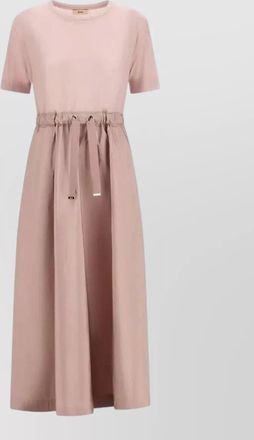 Herno midi dress short sleeves round neckline drawstring