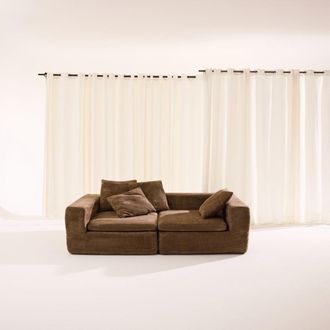 Sweeek Sof&aacute; envasado al vac&iacute;o modular de tela chenilla, 3 plazas, marr&oacute;n