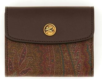 Etro Etro, Wallets & Cardholders, unisex, Brown, Size: ONE SIZE Small Paisley Wallet with Leather Flap and Coin Button