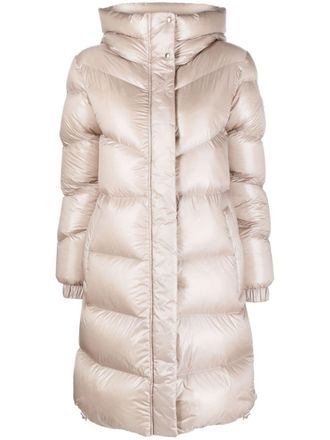 Woolrich logo-patch padded hooded coat - Neutrals