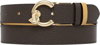 Coccinelle C-Me Omkeerbare Gehamerde Leren Riem - Dames - Riemen - Groen - M - Leer - Accessoires
