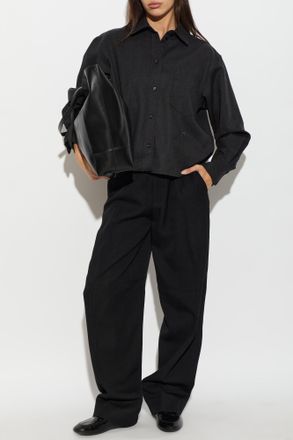 Victoria Beckham Wool Shirt With Pocket, Womens, Grey