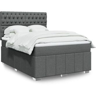 vidaXL Vidaxl - Cama Box Spring Con Colch&oacute;n Tela Gris Oscuro 160x200 Cm