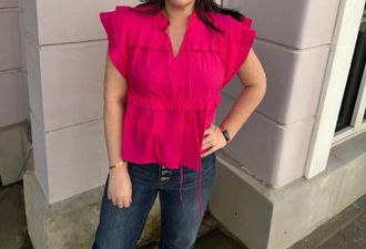 Pinch Design Matilda Ruffle Woven Top In Magenta