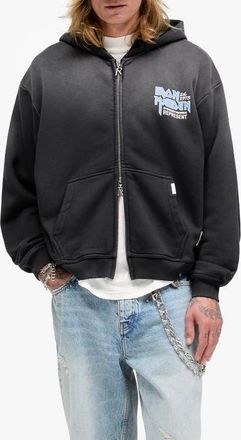Represent Iron Maiden Anniversary Zip Hoodie in Stained Black at Nordstrom, Size X-Large